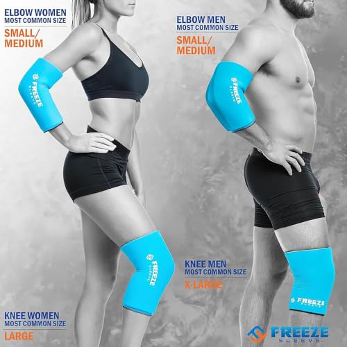 FreezeSleeve Ice & Heat Therapy Sleeve- Reusable, Flexible Gel Hot/Cold Pack, 360 Coverage for Knee, Elbow, Ankle, Wrist- Turquoise, Large - color: Turquoise, size: Large