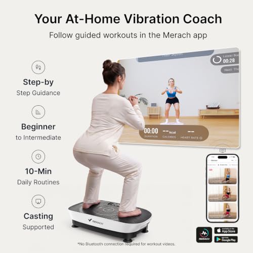 MERACH CV30 Pro Curved Vibration Plate Exercise Machine, Powerful & Quiet - color: Black White
