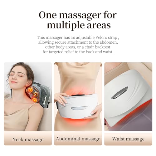 Intelligent Heated Massage Belt, Multi-Function Kneading Massager with Red Light Therapy, Natural Stone Massage for Waist and Abdomen
