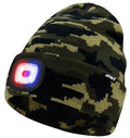 ATNKE LED Lighted Beanie Hat,USB Rechargeable 4 LED Red and Blue Flashing Running Headlamp Cap Gifts for Men and Women - color: #Camouflage Green