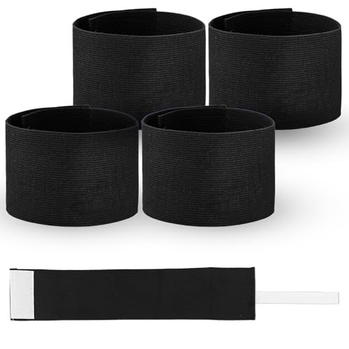 4Pcs 13.58x2.76in Arm Band Soccer Armband Black Elastic Exercise Armband Mourning Bands Elastic Adjustable Armbands for Volleyball Basketball Team Funerals, Memorial, Condolence