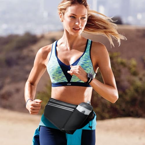 Slim Running Belt for Women Men,Runners Fanny Pack Phone Holder,Money Belt,Running Gear Accessories,with 3 Pockets (Light Black) - color: Light Black