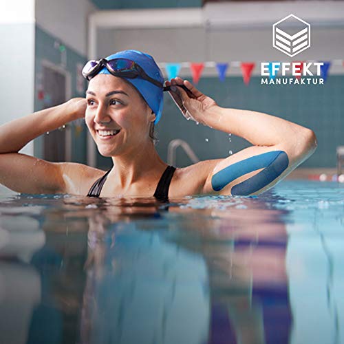 Effekt Manufaktur Kinesiology Tape Waterproof (16 ft x 2 in), 2 Rolls - Elastic Physio Tape for Muscle Support and Injury Recovery, Medical Tape, Kinetic Tape, Durable Kinesthetic Tape (Blue + Pink) - color: Blue + Pink