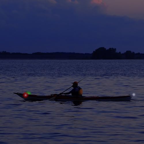 Amzonly 4Pack Kayak Lights with IPX8 Fish-shaped Waterproof Bag, Battery Operated Navigation Lights for Night Kayaking, Clip on for Paddle board, Pontoon Boat, Dinghy, Canoe, Jetski, Kayak Accessories - color: 01 1Green-1Red-2White