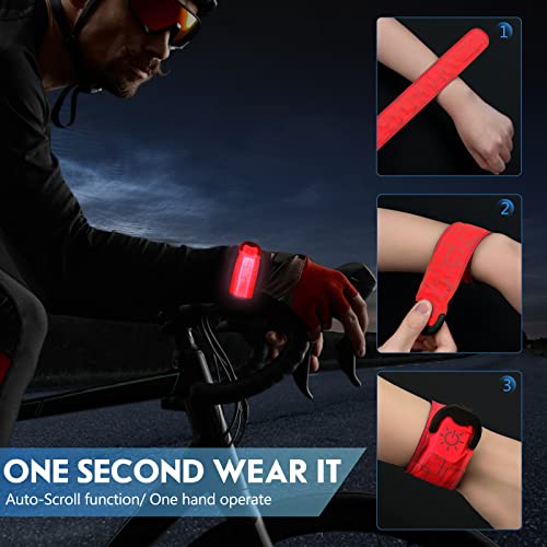 Simket LED Armband Rechargeable for Running(2 Pack), Running Lights for Runners, Running Lights, High Visibility Reflective Running Gear Adjustable Light Up Arm Bands for Men Women Kids - color: red