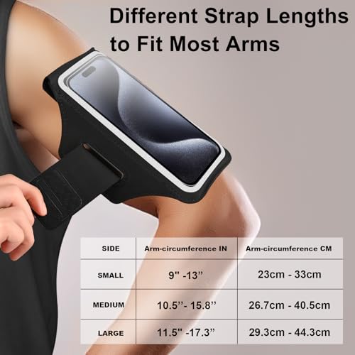 HAISSKY Running Armband with Earphone Pouch Fits Phones up to 6.9" - color: Black (Up to 6.9''), size: Medium