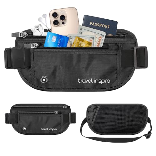 travel inspira RFID Hidden Money Belt Slim Anti Theft Travel Wallet - color: Black