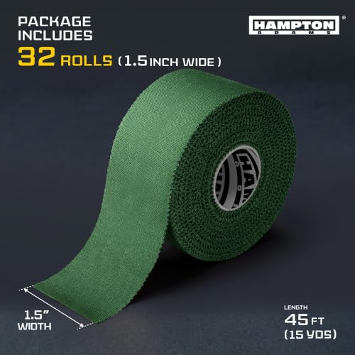 Hampton Adams Athletic Tape Multi Pack, Sports Medical Grade, Easy Tear - color: Hunter Green (32 Pack)