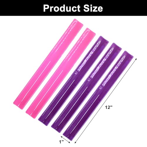 12 Pcs Reflective Snap Bands High Visibility Reflectors for Night Cycling, Jogging, and Working - color: Pink、Purple