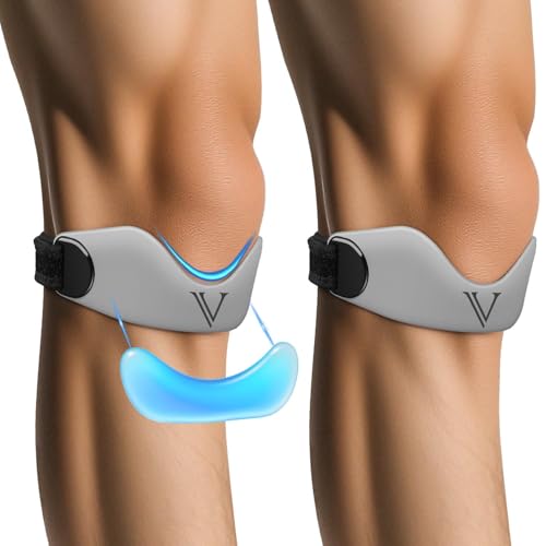 JHVW Patellar Tendon Support Strap 2-Pack, Knee Brace for Women Men, Adjustable Knee Patella Band Strap for Tendonitis, Running, Squats (Gray) - color: Gray