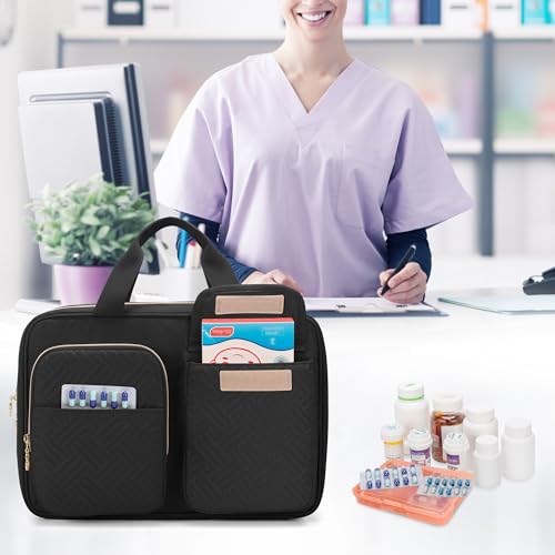 Damero Large Medicine Organizer for Large Pill Bottles, Black - color: Black