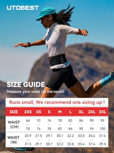 UTOBEST Running Belt for Men & Women, No Bounce Running Waist Pack, B7 Pro - color: Black, size: XL(33.8-35.4")