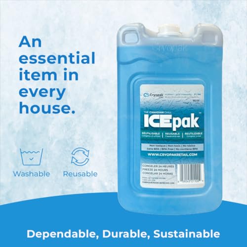Cryopak ICEpak Hard Shell Reusable Ice Packs for Coolers and Lunch Box Use, Freezer Safe Gel Design, Professional Grade Cooling, Non-Toxic and BPA Free, Essential Travel Accessories - size: Small (3 Pack)