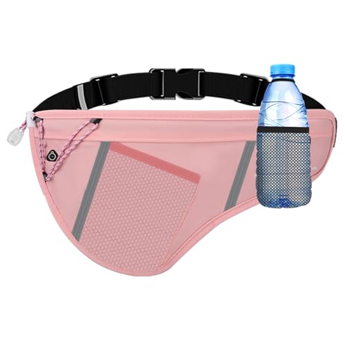 SooGree Men Women Sports Running Waist Bag, Waterproof Fanny Packs with Adjustable Belt, Waist Fanny Pack Bag with Water Bottle Holde for Running Hiking Walking Biking - color: GSP8807-Pink