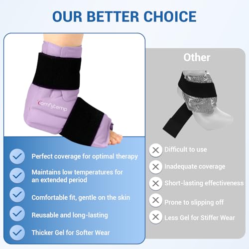 Comfytemp Ankle Foot Ice Pack Wrap, Ice Boot Gout Heel Ice Pack, Reusable - color: Purple 70, size: Large