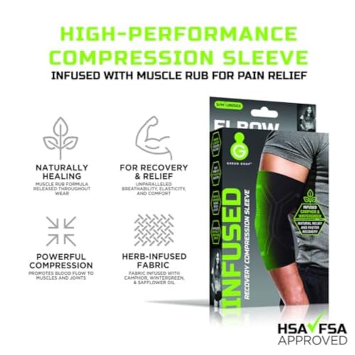Green Drop Herb-Infused Compression Sleeve for Elbow & Calf Support Men - size: Large / X-Large