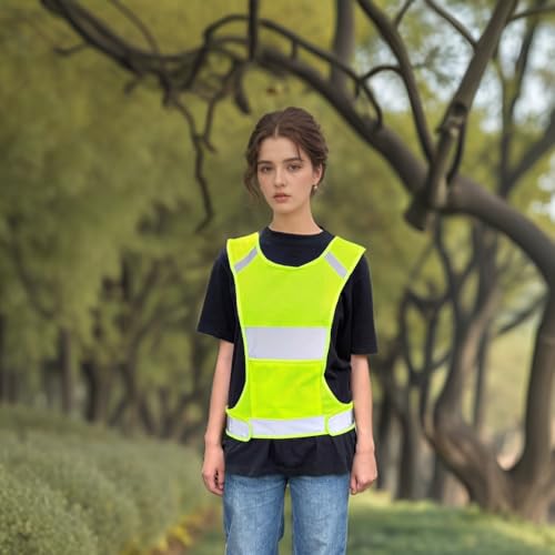 Reflective Running Safety Vest, Hi Vis Biking Walking Gear Men Women - color: Neon Yellow, size: XX-Large