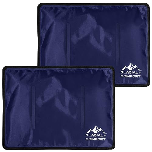 Glacial Comfort Gel Ice Pack for Back Pain - (15" x 11") Reusable Cold Pads for Hip, Knee, Shoulder Injuries, Muscle Strains, Migraine & Postpartum Recovery - Compression Pad. - size: Large (15" x 11")
