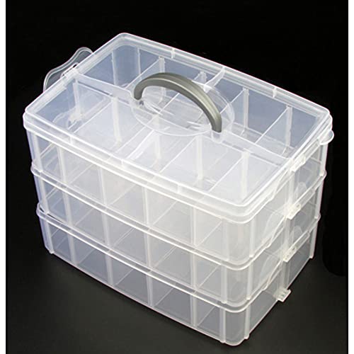 Washi Tape Box Organizer Storage,Divider Closet Container,3 Layers Detachable with 30 Adjustable Compartments, Masking Tape Desktop Tape DIY Sticker Roll Tape Cutter Holder Storage