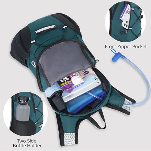 Lightweight Hydration Backpack, Running Backpack with 2L Water Bladder - color: Plaid Dark blue