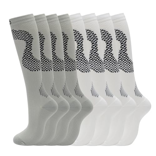 fenglaoda 8 Pairs Compression Socks for Men & Women 20-30 mmHg Knee High Nurse Pregnant Running Medical and Travel Athletic - color: 27-8 Pairs-04, size: Small-Medium