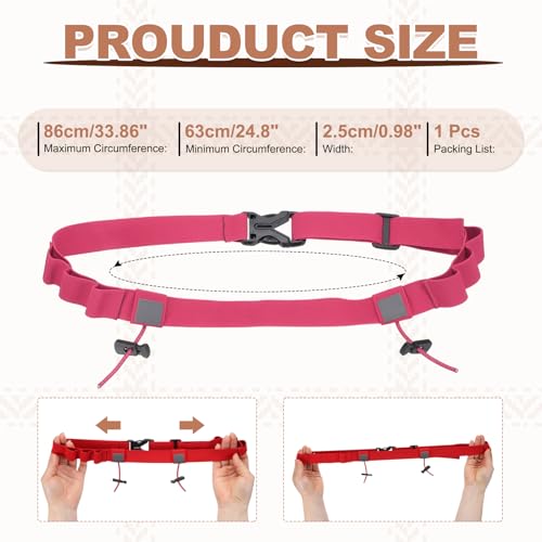 Bib Belt, Race Belt Triathlon Running Number Holder Elastic Comfortable with 6 Gel Loops, Sport Race Bib Holder 1Pcs, Rose Red for Runners/Marathon/Cycling - color: Rose Red