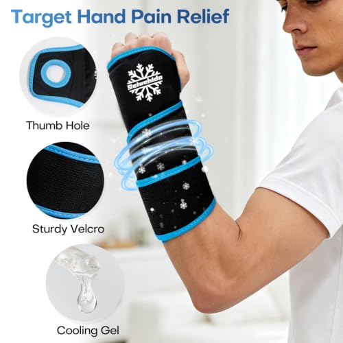 Wrist Ice Pack Wrap for Carpal Tunnel Relief, Gel Ice Pack for Injuries - color: Black