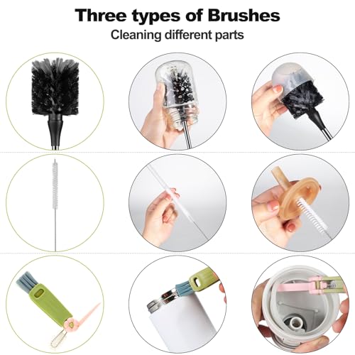 4 Pack Bottle Brush, Long Scrub Cleaning Brushes with Straw & Lid Brushes - size: 4