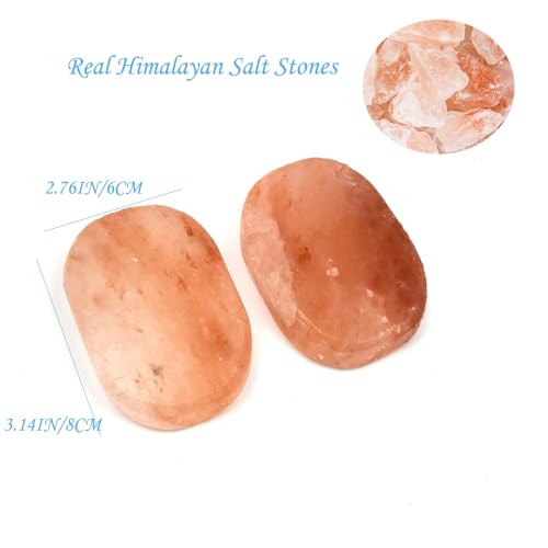 2 Pcs Himalayan Salte Stones Hot Massage Stones Set Warm Rocks Kit for Facial SPA Pink 3.14 x 2.36 in - size: STONE SHAPE