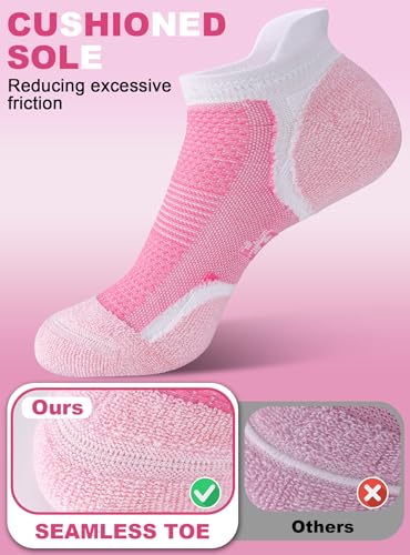 Trusiel Ankle Compression Socks for Women Running Moisture Wicking 5 Pairs - color: Pink Blue Yellow Navy Purple, size: 9.5-12