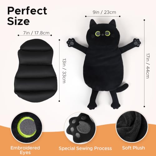 Microwave Heating Pad for Pain Relief, 17" x 9" Microwavable Heating Pads for Cramps, Back Pain, Neck Shoulder, Muscles, Knee, Joints, Natural Heat Pack Moist Heat, Black Cat - size: Medium Black Cat