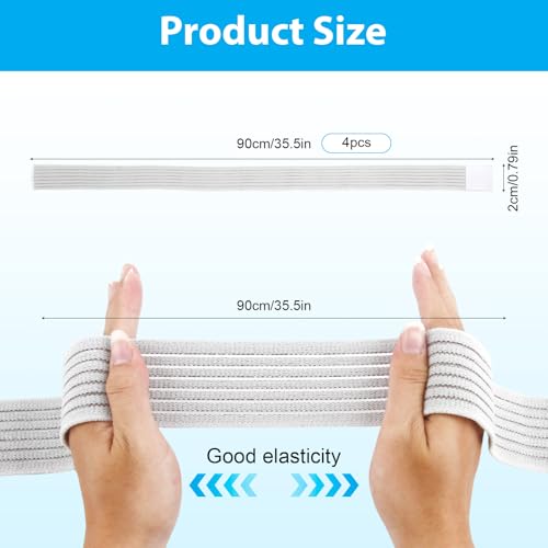 4Pack Elastic Ice Pack Straps,35.5" x 2" Reusable Fastening Bands - color: Gray