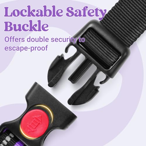 rabbitgoo Large Dog Harness, Easy Wear with 3 Buckles and Lift Handle - color: Purple, size: Medium
