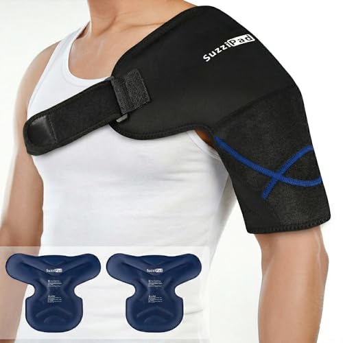 SuzziPad Shoulder Ice Pack Wrap for Pitcher Muscle Discomfort, 2 Packs, L - size: Large