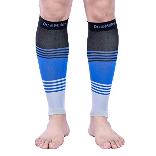 Doc Miller Calf Compression Sleeve 20-30 mmHg for Men & Women, 1 Pair - color: Black.Blue.Gray, size: Small