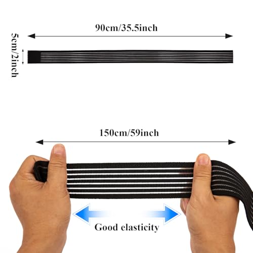 4Pack Elastic Ice Pack Straps,35.5" x 2" Reusable Fastening Bands - color: Black