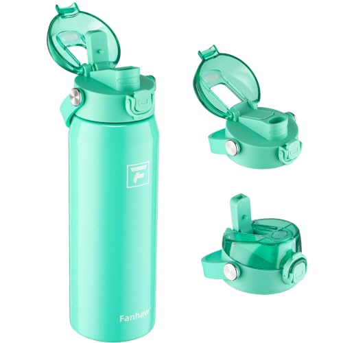 Fanhaw 24oz Stainless Steel Water Bottle with 2-in-1 Lid, Bianchi Green - color: Bianchi Green