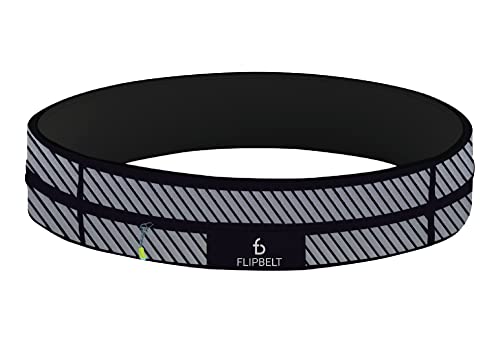 FlipBelt Zipper Running Belt, Waist Pack for Fitness and Running, US Company - color: Reflective Black, size: X-Large