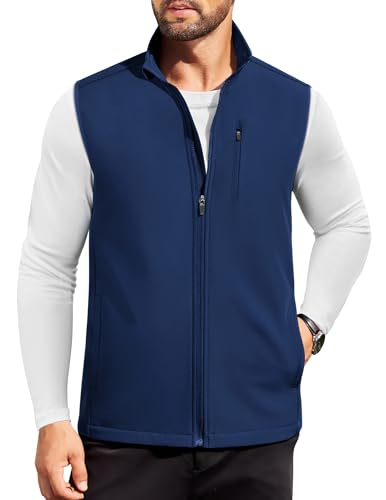 COOFANDY Mens Lightweight Golf Softshell Vests Windproof Sleeveless Jacket - color: Dark Blue, size: 3X-Large