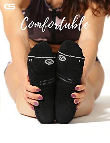 CS CELERSPORT 6 Pack Women's Ankle Running Socks Cushioned Low Cut Tab Athletic Socks - color: Black, size: Small