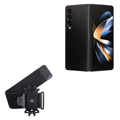 BoxWave Holster Compatible with Samsung Galaxy Z Fold 5 - ActiveStretch Sport Armband, Adjustable Armband for Workout and Running - Jet Black