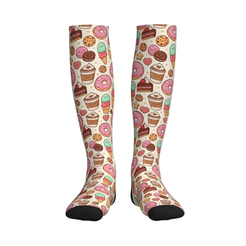 Hen Floral Compression Socks for Women Men - color: Cute Dount Coffee