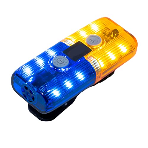 Personal Safety Warning Signal Clip Shoulder Light with Electronic Whistle Flashlight Magnet for Police Gifts,Outdoor Rescue,Security Guard eauipment,Cycling,Night Run,Police Gear (Blue/Yellow) - color: Blue/yellow