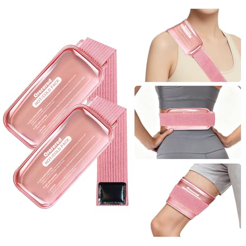 Ice Packs for Injuries Large 2 Packs Hot Cold Gel Pack with Strap Pink - color: Pink, size: Large 13 x 6 Inch