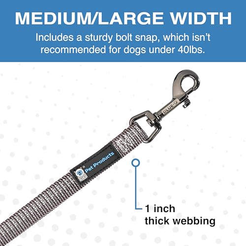 Blue-9 Reflective 6ft Multi-Function Dog Leash with Traffic Loop, Grey, M/L - color: Reflective Grey, size: Medium/Large