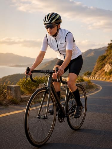 qualidyne Women's Windproof Cycling Vest, Full-Zip Bike Jacket with Pocket - color: White, size: X-Large