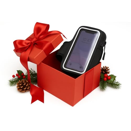 New Black 3-in-1 Essentials Carrier – Handheld Running Phone Holder, Hiking Belt Holster Pouch & Fitness Armband Case, w/Touchscreen-Ready Window, Fits iPhones & Androids – Water-Resistant, Adjustable
