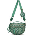 Makes Checkered Crossbody Bag Bum Bag for Women with Pouch - color: Green P