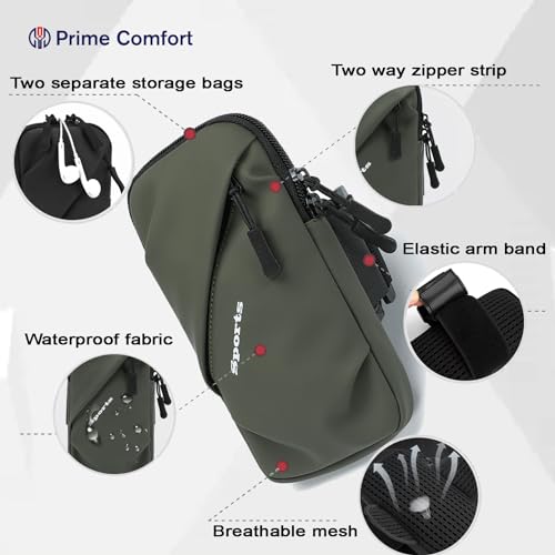Phone Holder Arm Bands, Small Crossbody Shoulder Holsters Bag with Arm Band, Fits iPhone and All Cell Phones, Use for Running, Walking, Hiking & Biking (Plus Size Army Green) - color: Army Green