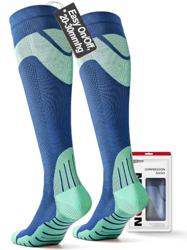 Knee-High Compression Socks For Women,20-30 Mmhg,All Day Comfort - color: Blue+green